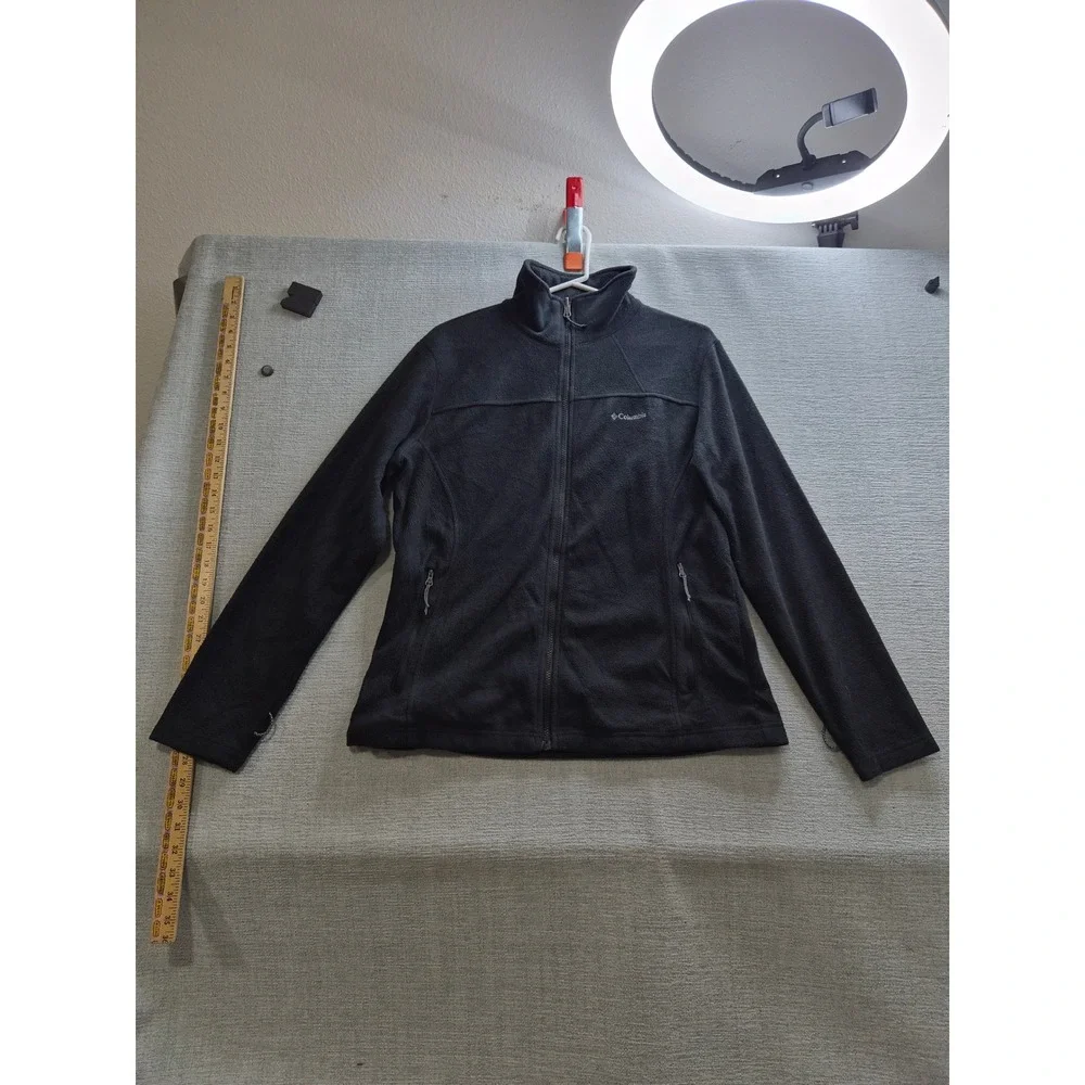 Columbia Interchange Fast Trek II Fleece Jacket Women L Black Mock Neck Full Zip